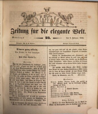 Zeitung für die elegante Welt Montag 1. Februar 1841