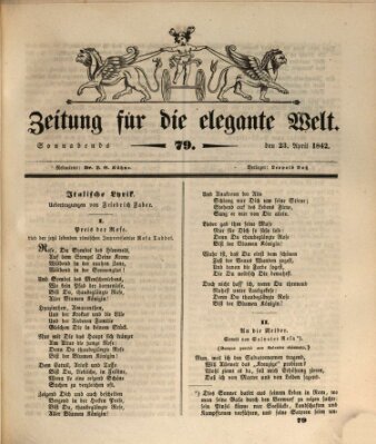 Zeitung für die elegante Welt Samstag 23. April 1842