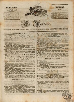 Le pandore Sonntag 20. April 1828