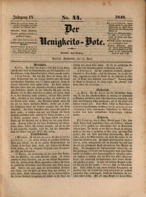 Der Neuigkeitsbote Samstag 11. April 1840