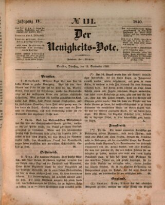 Der Neuigkeitsbote Dienstag 15. September 1840