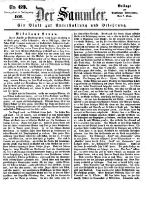 Der Sammler (Augsburger Abendzeitung) Samstag 7. September 1850
