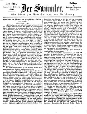 Der Sammler (Augsburger Abendzeitung) Samstag 23. November 1850