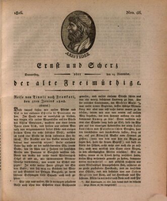 Ernst und Scherz oder Der alte Freimüthige Donnerstag 14. November 1816