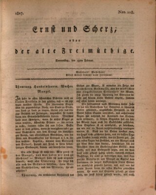 Ernst und Scherz oder Der alte Freimüthige Donnerstag 13. Februar 1817