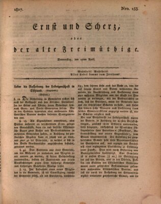 Ernst und Scherz oder Der alte Freimüthige Donnerstag 17. April 1817