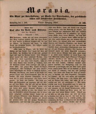 Moravia Donnerstag 1. Juli 1841