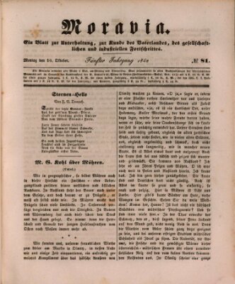 Moravia Montag 10. Oktober 1842