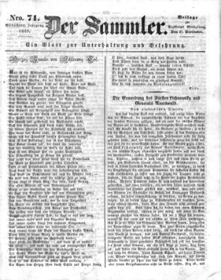 Der Sammler (Augsburger Abendzeitung) Mittwoch 27. September 1848