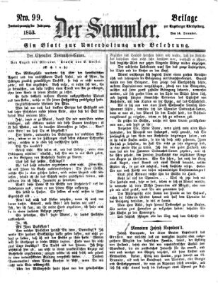 Der Sammler (Augsburger Abendzeitung) Mittwoch 14. Dezember 1853