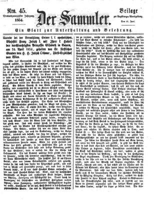 Der Sammler (Augsburger Abendzeitung) Mittwoch 14. Juni 1854