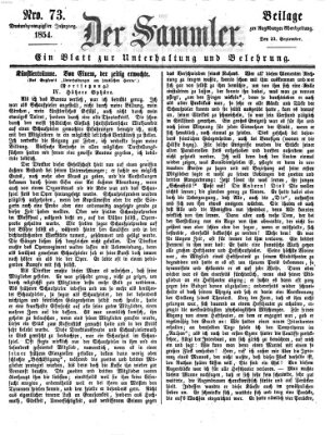 Der Sammler (Augsburger Abendzeitung) Samstag 23. September 1854