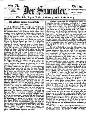 Der Sammler (Augsburger Abendzeitung) Mittwoch 26. September 1855
