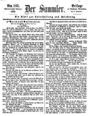 Der Sammler (Augsburger Abendzeitung) Dienstag 27. September 1859