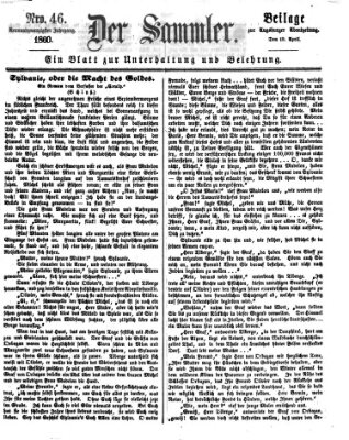 Der Sammler (Augsburger Abendzeitung) Donnerstag 19. April 1860