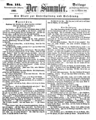 Der Sammler (Augsburger Abendzeitung) Dienstag 13. November 1860