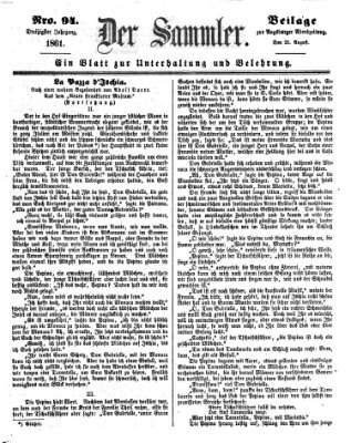 Der Sammler (Augsburger Abendzeitung) Donnerstag 22. August 1861