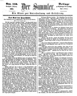 Der Sammler (Augsburger Abendzeitung) Donnerstag 3. Oktober 1861