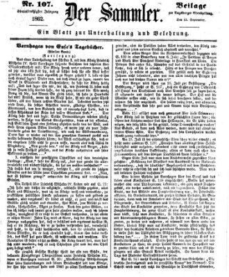Der Sammler (Augsburger Abendzeitung) Samstag 13. September 1862