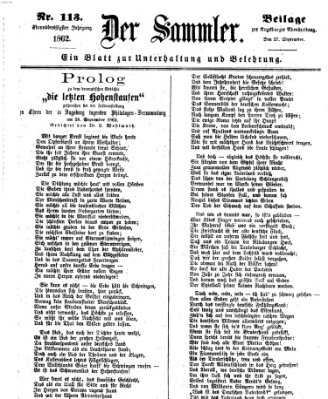 Der Sammler (Augsburger Abendzeitung) Samstag 27. September 1862