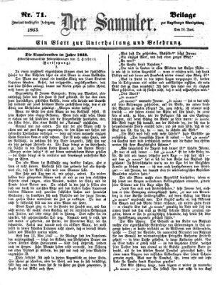 Der Sammler (Augsburger Abendzeitung) Samstag 20. Juni 1863