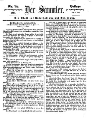 Der Sammler (Augsburger Abendzeitung) Samstag 27. Juni 1863