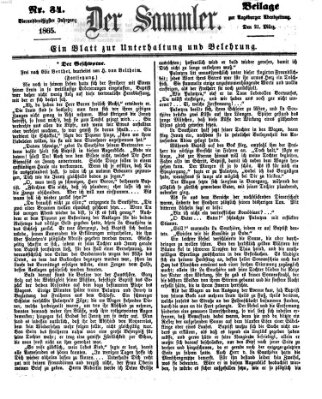 Der Sammler (Augsburger Abendzeitung) Dienstag 21. März 1865