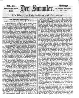Der Sammler (Augsburger Abendzeitung) Samstag 1. Juli 1865