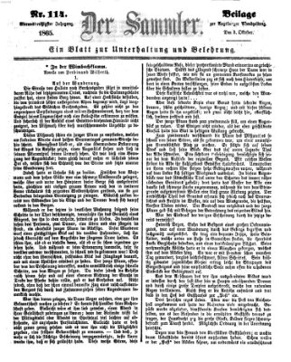 Der Sammler (Augsburger Abendzeitung) Dienstag 3. Oktober 1865