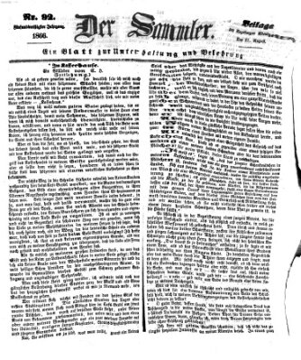 Der Sammler (Augsburger Abendzeitung) Dienstag 21. August 1866