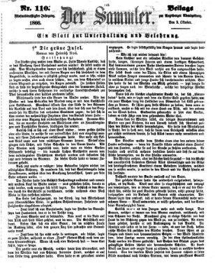 Der Sammler (Augsburger Abendzeitung) Dienstag 2. Oktober 1866
