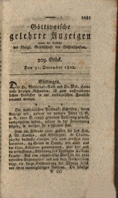 Göttingische gelehrte Anzeigen (Göttingische Zeitungen von gelehrten Sachen) Freitag 31. Dezember 1802