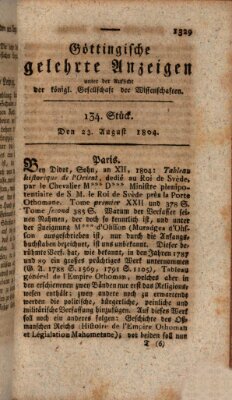 Göttingische gelehrte Anzeigen (Göttingische Zeitungen von gelehrten Sachen) Donnerstag 23. August 1804