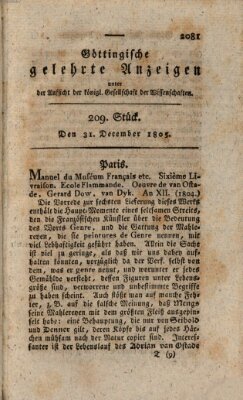 Göttingische gelehrte Anzeigen (Göttingische Zeitungen von gelehrten Sachen) Dienstag 31. Dezember 1805