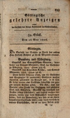 Göttingische gelehrte Anzeigen (Göttingische Zeitungen von gelehrten Sachen) Montag 26. Mai 1806