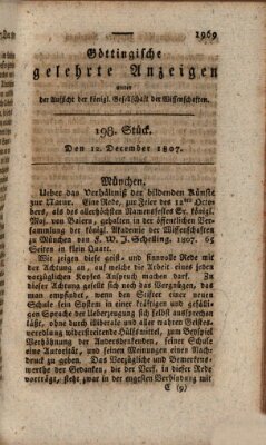 Göttingische gelehrte Anzeigen (Göttingische Zeitungen von gelehrten Sachen) Samstag 12. Dezember 1807