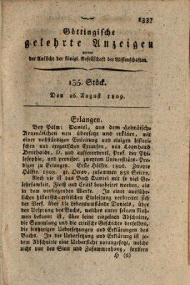 Göttingische gelehrte Anzeigen (Göttingische Zeitungen von gelehrten Sachen) Samstag 26. August 1809