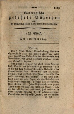 Göttingische gelehrte Anzeigen (Göttingische Zeitungen von gelehrten Sachen) Donnerstag 5. Oktober 1809