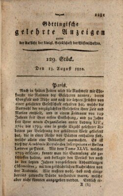 Göttingische gelehrte Anzeigen (Göttingische Zeitungen von gelehrten Sachen) Montag 13. August 1810