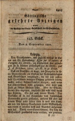 Göttingische gelehrte Anzeigen (Göttingische Zeitungen von gelehrten Sachen) Samstag 8. September 1810