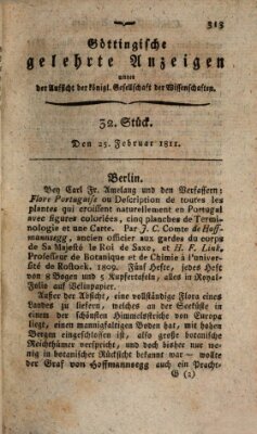 Göttingische gelehrte Anzeigen (Göttingische Zeitungen von gelehrten Sachen) Montag 25. Februar 1811