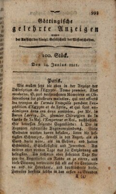 Göttingische gelehrte Anzeigen (Göttingische Zeitungen von gelehrten Sachen) Montag 24. Juni 1811