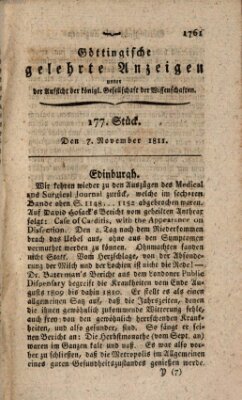 Göttingische gelehrte Anzeigen (Göttingische Zeitungen von gelehrten Sachen) Donnerstag 7. November 1811