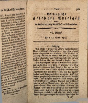 Göttingische gelehrte Anzeigen (Göttingische Zeitungen von gelehrten Sachen) Samstag 15. Mai 1813