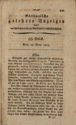 Göttingische gelehrte Anzeigen (Göttingische Zeitungen von gelehrten Sachen) Samstag 29. Mai 1813