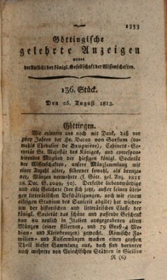 Göttingische gelehrte Anzeigen (Göttingische Zeitungen von gelehrten Sachen) Donnerstag 26. August 1813