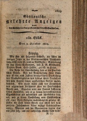 Göttingische gelehrte Anzeigen (Göttingische Zeitungen von gelehrten Sachen) Samstag 9. Oktober 1813
