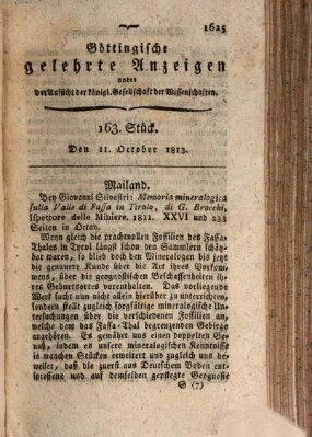 Göttingische gelehrte Anzeigen (Göttingische Zeitungen von gelehrten Sachen) Montag 11. Oktober 1813