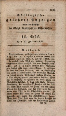 Göttingische gelehrte Anzeigen (Göttingische Zeitungen von gelehrten Sachen) Samstag 20. Juli 1822