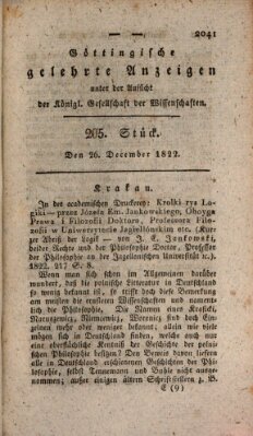 Göttingische gelehrte Anzeigen (Göttingische Zeitungen von gelehrten Sachen) Donnerstag 26. Dezember 1822